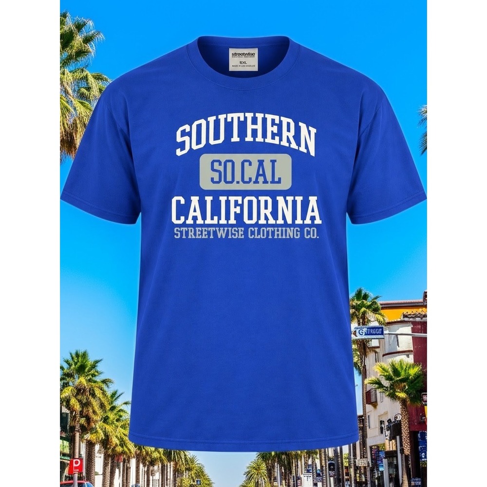Streetwise Southern California SoCal Graphic Tee Blue 5XL Streetwear Shirt